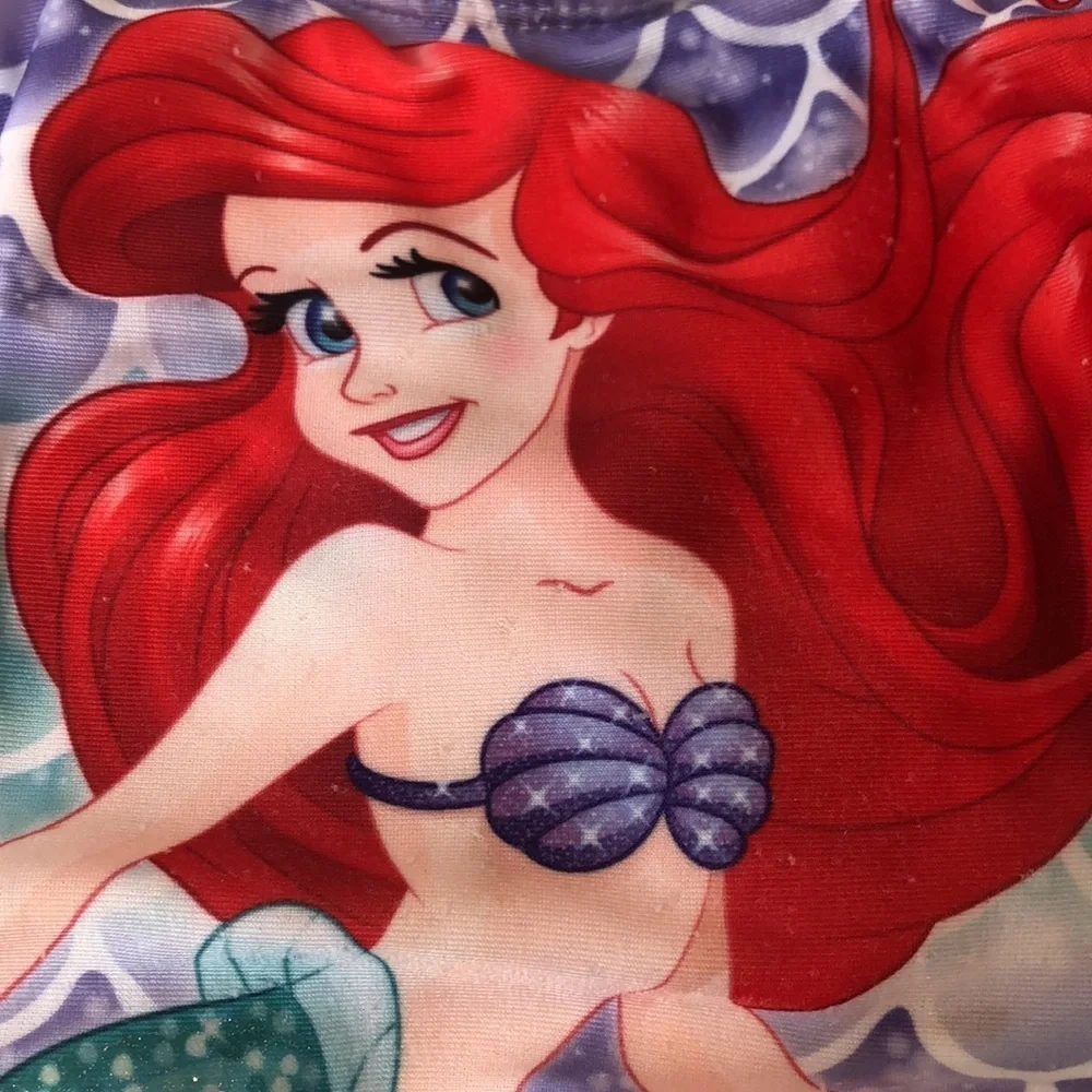Disney Princess Ariel Mermaid Purple Teal Swimsuit Little Girls XS